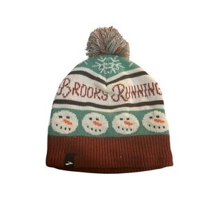 Brooks Running Winter Beanie Hat with Pom Snowman‎ Pattern